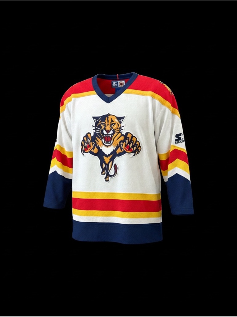 STARTER Red Navy White Panthers NHL Tag Crew Neck Jersey size Small